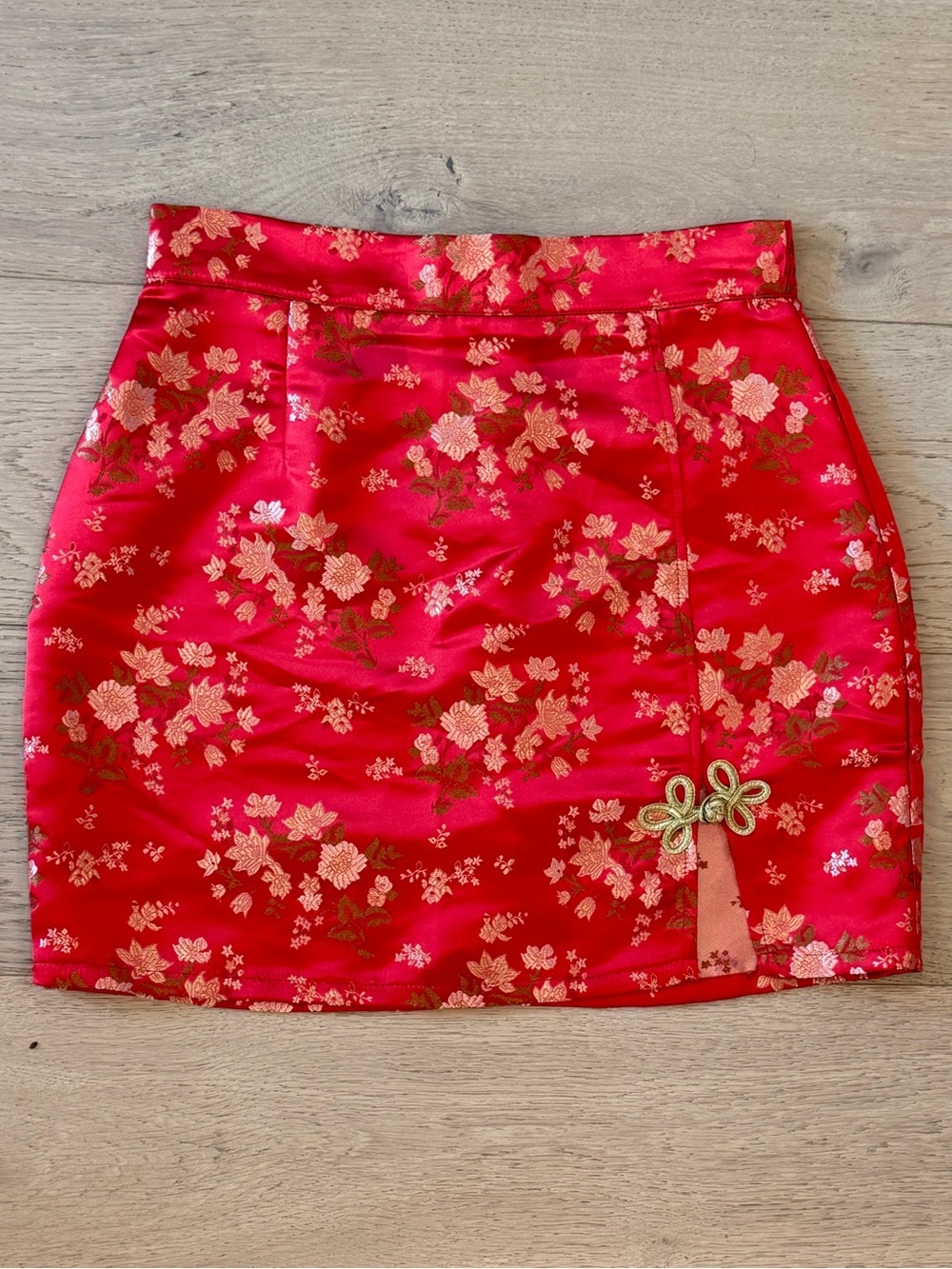 Étophe Studios Red Floral Jacquard Mini Skirt Size Medium Y2K